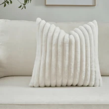 1pc/2pcs Plain Pillow Cover (Filling Not Included), Faux Fur Sofa Cushion Cover, Home Decor - White - View 15