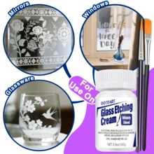 200克/100克玻璃蚀刻入门膏套装，适用于复杂图案，蚀刻艺术膏，DIY艺术工艺用品，可为镜子、窗户、玻璃创造永久精美的蚀刻图案。 - 白色 - 查看 4
