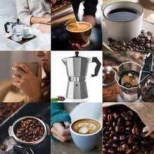 SERAPHINEX Kmt Style Cafetera Moka de Aluminio, Cafetera Espresso Italiana para Estufa, Clásica y Doméstica, Plateada - Plateado - Ver 3