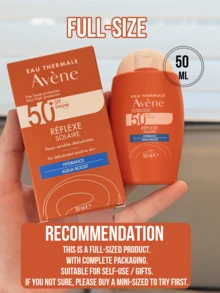 Avene Reflexe Solaire Hydrance Aqua-Boost 防晒乳液 50ml 正装/5ml 迷你装，SPF50+ 高倍防晒，轻盈清爽的液体质地，保湿滋润，平衡油脂，防汗不黏腻，日常防晒，无香精温和配方，适合敏感肌及所有肤质，适合学生、上班族、日常通勤、户外活动、旅行，是馈赠亲友的理想之选。 - 橘色 - 查看 4