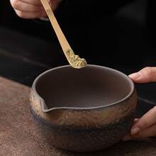 5件套抹茶搅拌器套装 - 抹茶搅拌器（茶筅）、传统茶勺（茶勺）、抹茶碗、支架。传统手工竹制抹茶冲泡套装。 - 日式鎏金鐵釉粗陶抹茶套裝 - 查看 8