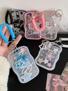 1pc Star-Shaped Card Holder, Student ID/Meal Card Pouch, Women Bus/Metro Card Keychain Pendant - Multicolor - View 3