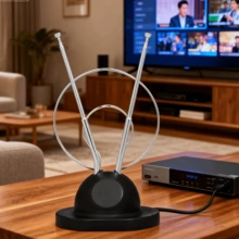 Antena interior, receptor de antena interior compacto, receptor de televisión por cable doméstico, apto para televisión de alta definición, muy alta frecuencia y frecuencia ultraalta. - Negro - Ver 1