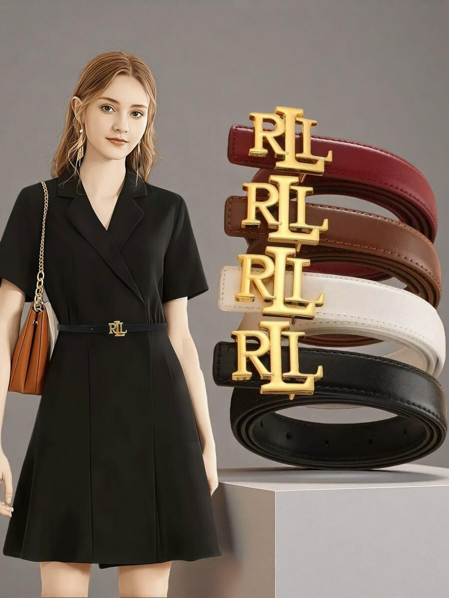 1条女士时尚腰带，采用优质皮革材质，搭配金色合金扣，可搭配裤子和裙子，适合日常穿着。 - R2 - 查看 1