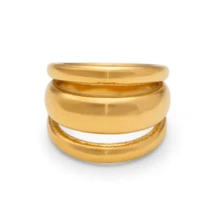 VKHK 1 chiếc nhẫn cổ điển bằng thép không gỉ mạ vàng 18K, thích hợp cho nữ giới đeo hàng ngày và dự tiệc, làm quà tặng. - Vàng - Xem 13