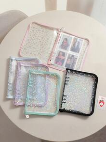 A5 Sticker Storage & Organization Album, Reusable Zipper Photo Album With Transparent Laser Star Cover, Pocket Pages, Suitable For Diaries, Student & Office Supplies, Great For Storing Stickers And Small Accessories - Multicolor - View 4