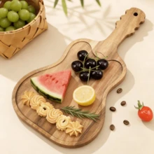 1pc Acacia Wood Breakfast Tray, Solid Wood Dinner Tray, Dim Sum Tray, Cheese Tray, Suitable For Bread, Dim Sum, Fruit, Service Tray, Cheese Board Set, Fruit Tray, Durable Board, Multi-Function Tray, Hostess Gift, Party Organizer - Multicolor - View 7
