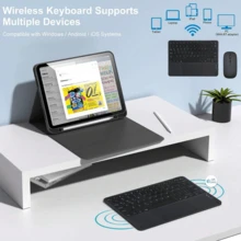 适用于三星 Galaxy Tab / iPad / Redmi iPad SE 的键盘保护套，带可拆卸充电蓝牙键盘（280mAh）和触摸板，带笔槽（黑色）