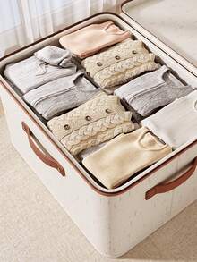 Foldable & Portable Storage Box, Dust-Proof Clothes & Quilt Organizer, Spring-Loaded Home Storage Container - Convenient & Space-Saving, Suitable For Bedding, Fabrics, Storing Clothes & Quilts For Dorm, Outdoor Yard, Back To School Season (May Have Slight Color Transfer Or Printing Due To Textile Materials, But Does Not Affect Usage) - Multicolor - View 7