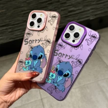 Disney Lilo & Stitch Angel Series  Case, Cute Cartoon Anime Design, Suitable For  17, 16, 15, 14, 13, 12, 11 Pro Max, XS, XR And X, Features A Reflective Back And Shockproof Corners. Perfect As A Birthday Gift, Holiday Gift, Or Valentine's Day Gift. - Hồng - Xem 6