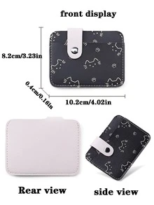 1个卡通猫咪图案PU卡套，学生防消磁大容量便携多功能卡套，名片夹