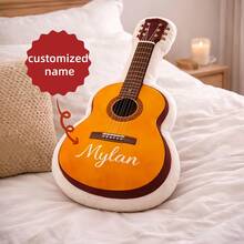 Personalized Guitar Pillow With Name, Custom Name Acoustic Guitar Plush Pillow, Music Lover Gift, Soft Decorative Pillow For Bedroom - Multicolor - View 2