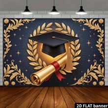 1 2d Flat Banner - Graduation Celebration Banner, With Graduation Certificate And Graduation Cap, Perfect For Events, Weddings, Parties, Coming-Of-Age Ceremonies, And Seasonal Entrances - Multicolor 2 - View 3