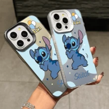 Disney Lilo & Stitch Angel Series  Case, Cute Cartoon Anime Design, Suitable For  17, 16, 15, 14, 13, 12, 11 Pro Max, XS, XR And X, Features A Reflective Back And Shockproof Corners. Perfect As A Birthday Gift, Holiday Gift, Or Valentine's Day Gift. - trắng - Xem 3