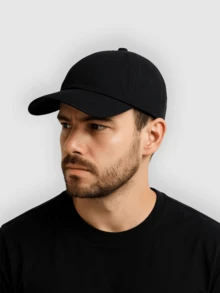 Unisex Vintage Plain Curved Brim Casual Sport Cap Washed Cotton Fabric With Buckle - màu đen - Xem 7