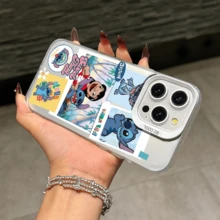 Disney Lilo & Stitch Angel Series  Case, Cute Cartoon Anime Design, Suitable For  17, 16, 15, 14, 13, 12, 11 Pro Max, XS, XR And X, Features A Reflective Back And Shockproof Corners. Perfect As A Birthday Gift, Holiday Gift, Or Valentine's Day Gift. - Màu tím - Xem 11