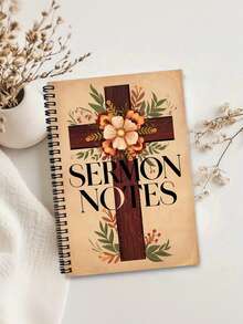 120-Page Christian Spiral Notebook With Cross Design, A Tool For Women To Take Sermon Notes And Reflect On Weekly Sermons - Multicolor - View 1