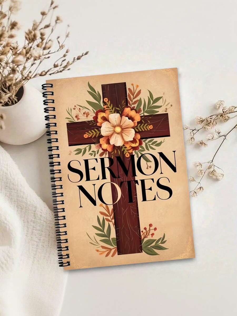 120-Page Christian Spiral Notebook With Cross Design, A Tool For Women To Take Sermon Notes And Reflect On Weekly Sermons - Multicolor - View 1