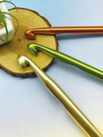 3支/套 大号钩针，特大号铝制钩针，10毫米、12毫米、15毫米钩针，粗线钩针，毛毯钩针，轻质金属钩针，适合初学者，符合人体工学手柄，快速钩织