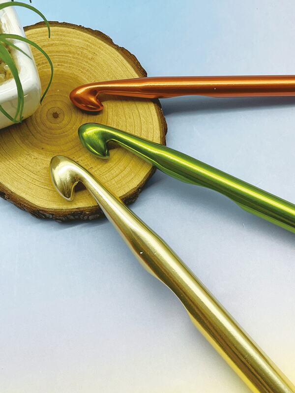 3支/套 大号钩针，特大号铝制钩针，10毫米、12毫米、15毫米钩针，粗线钩针，毛毯钩针，轻质金属钩针，适合初学者，符合人体工学手柄，快速钩织