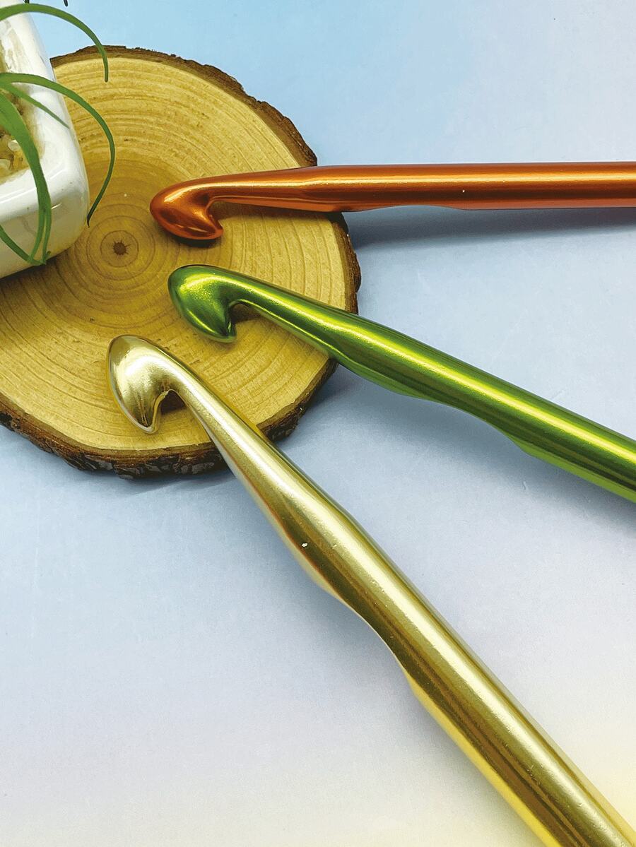 3支/套 大号钩针，特大号铝制钩针，10毫米、12毫米、15毫米钩针，粗线钩针，毛毯钩针，轻质金属钩针，适合初学者，符合人体工学手柄，快速钩织 - 彩色 - 查看 1