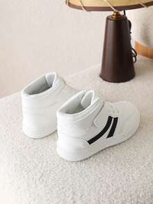 1双儿童高帮帆布鞋，时尚学生小白鞋，软底鞋，适合男童女童，冬季款 - 黑色 - 查看 6