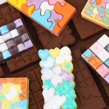 12-Cavity 3D Silicone Chocolate Bar Mold, Essential Baking Tool For Pastries, Candies, And Chocolate Crafting - Multicolor - View 3