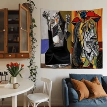 P-Picasso Style Painting Chart Tapestry Home Decoration Hippie Bohemian Decoration Divination Wall Hanging Home Decor (2) - 主圖顏色 - 查看 1