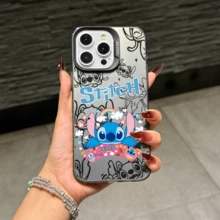Disney Lilo & Stitch Angel Series  Case, Cute Cartoon Anime Design, Suitable For  17, 16, 15, 14, 13, 12, 11 Pro Max, XS, XR And X, Features A Reflective Back And Shockproof Corners. Perfect As A Birthday Gift, Holiday Gift, Or Valentine's Day Gift. - 粉色 - 查看 7