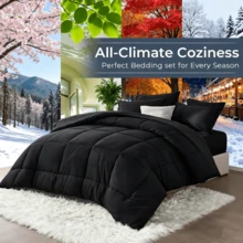 1 Juego de edredón acolchado, 1 edredón + 2 fundas de almohada, ropa de cama suave y transpirable, adecuada para todas las estaciones - Gris Oscuro - Ver 4