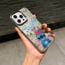 Disney Lilo & Stitch Angel Series  Case, Cute Cartoon Anime Design, Suitable For  17, 16, 15, 14, 13, 12, 11 Pro Max, XS, XR And X, Features A Reflective Back And Shockproof Corners. Perfect As A Birthday Gift, Holiday Gift, Or Valentine's Day Gift. - Black - View 10