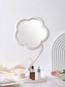 1pc Floral Design Makeup Mirror - Lightweight Plastic Vanity Mirror For Desk, Dresser, Bedroom - Compact Floral Decor (White, Pink, Yellow) - Space-Saving, Suitable For Small Spaces - Multicolor - View 9
