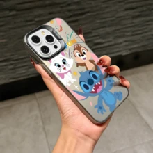 Disney Lilo & Stitch Angel Series  Case, Cute Cartoon Anime Design, Suitable For  17, 16, 15, 14, 13, 12, 11 Pro Max, XS, XR And X, Features A Reflective Back And Shockproof Corners. Perfect As A Birthday Gift, Holiday Gift, Or Valentine's Day Gift. - Black - View 10