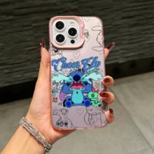 Disney Lilo & Stitch Angel Series  Case, Cute Cartoon Anime Design, Suitable For  17, 16, 15, 14, 13, 12, 11 Pro Max, XS, XR And X, Features A Reflective Back And Shockproof Corners. Perfect As A Birthday Gift, Holiday Gift, Or Valentine's Day Gift. - Màu tím - Xem 9