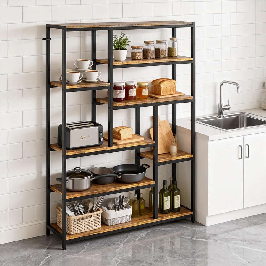 Estantería De Cocina Estantería De Panadería De 8 Niveles - Marrón - Ver 1