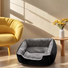 Washable Pet Bed For Dogs And Cats, Super Soft Plush Calming Mattress With Non-Slip Bottom, Pet Beds For Dogs Small Medium - Orthopedic Support & Anxiety Relief Dog Bed - 黑色 - 查看 6