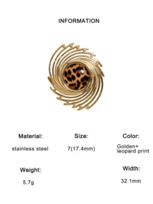 1枚时尚独特性感高端百搭镀金不锈钢豹纹几何开口戒指，适合女性日常、派对和约会佩戴。 - 彩色 - 查看 14