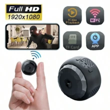 1pc 1080P Full HD Smart Mini Camera With 2.4GHz Wi-Fi, Night Vision, And Remote Viewing Via App. Supports Multi-Device Connection And Motion Detection. USB-Rechargeable And Compact For Flexible Placement. Ideal For Home Security, Indoor/Outdoor Use, Parties, And Pet Monitoring. - Black - View 3
