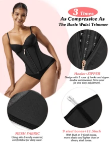 Women's Tummy Control Waist Trainer - Workout Shaping Vest, Corset, Zipper Bodysuit & Slimming Belt - màu đen - Xem 6