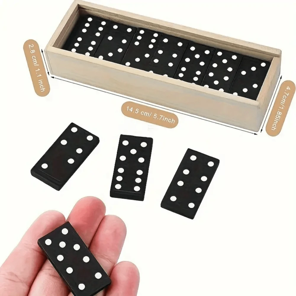 28pcs Double Six Dominoes Set - Classic Board Game With Wooden Box, Portable For Tabletop Entertainment, Travel, Adult Domino Tile Game, 2-4 Players, Strategy Board Game, Elegant Storage Box, Durable Traditional Black Dot Dominoes, Suitable For Family Game Night And Tournaments, Interactive Game, Gathering - Multicolor - View 13