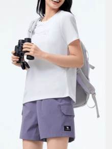 CAMEL CROWN Men's Outdoor Quick-Drying T-Shirt, Summer Thin, Breathable, Moisture-Wicking, Cooling, Sun Protection, Crew Neck Short-Sleeved T-Shirt - White Cobblestone - View 2