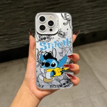 Disney Lilo & Stitch Angel Series  Case, Cute Cartoon Anime Design, Suitable For  17, 16, 15, 14, 13, 12, 11 Pro Max, XS, XR And X, Features A Reflective Back And Shockproof Corners. Perfect As A Birthday Gift, Holiday Gift, Or Valentine's Day Gift. - 紫色 - 查看 8