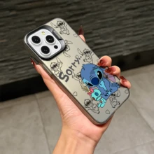 Disney Lilo & Stitch Angel Series  Case, Cute Cartoon Anime Design, Suitable For  17, 16, 15, 14, 13, 12, 11 Pro Max, XS, XR And X, Features A Reflective Back And Shockproof Corners. Perfect As A Birthday Gift, Holiday Gift, Or Valentine's Day Gift. - Hồng - Xem 10