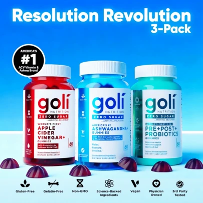 Best Seller Sugar-Free Value Bundle! Probiotic+ACV+Ashwagandha Gummies (Vegan/Gluten-Free)