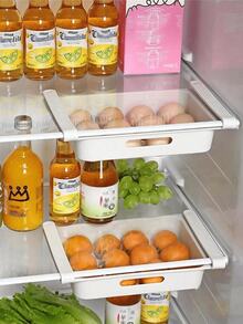 1pc Kitchen Hanging Organizer, Refrigerator Egg Fruit Storage Box Drawer Type Food Crisper Box Kitchen Accessories Refrigerator Organizer Shelf