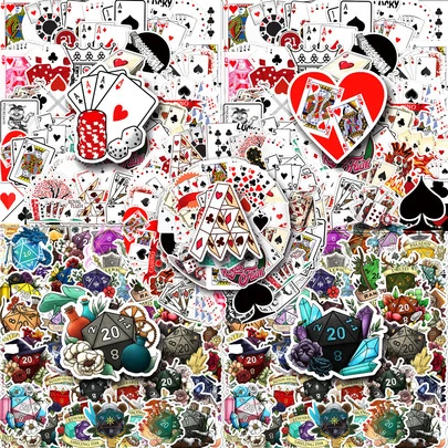 50 pezzi Adesivi vintage gotici con dadi, carte da gioco, graffiti creativi, adatti per scrapbooking, diari, laptop, borracce, auto, design ispirati alla fede con messaggi positivi, ottimo regalo