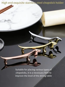 1 Set Aluminum Chopstick Holder - Lightweight Puppy & Deer Shaped Spoon Rest, Elegant Tableware Accessory, Suitable For Home And Hotel (Christmas Gift) - Multicolor - View 9