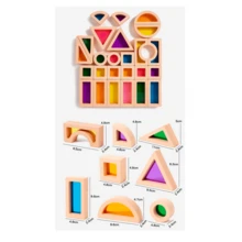 Wooden Acrylic Colorful Window Translucent Shape Recognition Sorting Building Blocks Toy, Children's Rainbow Light And Shadow Building Blocks, Creative Assembling, Parent-Child Interactive Game Toy, Logical Thinking Training Game Toy - Multicolor - View 3