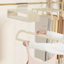 20个装天鹅绒衣架 | 节省空间的无缝衣柜收纳衣架 | 耐用塑料衣架，适用于卧室、浴室、办公室、宿舍和家庭收纳 - 銀色 - 查看 7