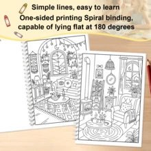 GDTME 升级版加厚珠光纸涂色书，A4尺寸，金属螺旋装订，24页装饰灵感相册，设计灵感，梦想家园，成人减压，创意手工，圣诞礼物，音乐节，婚礼季 - TL-014(鐵環) - 查看 5